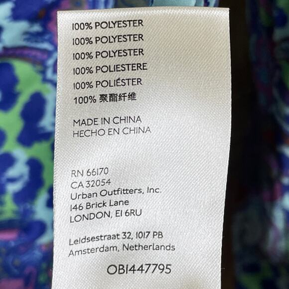 Free People Bianca Printed Blouse Long Sleeve Button Up Jade Combo Size Medium - Picture 5 of 11